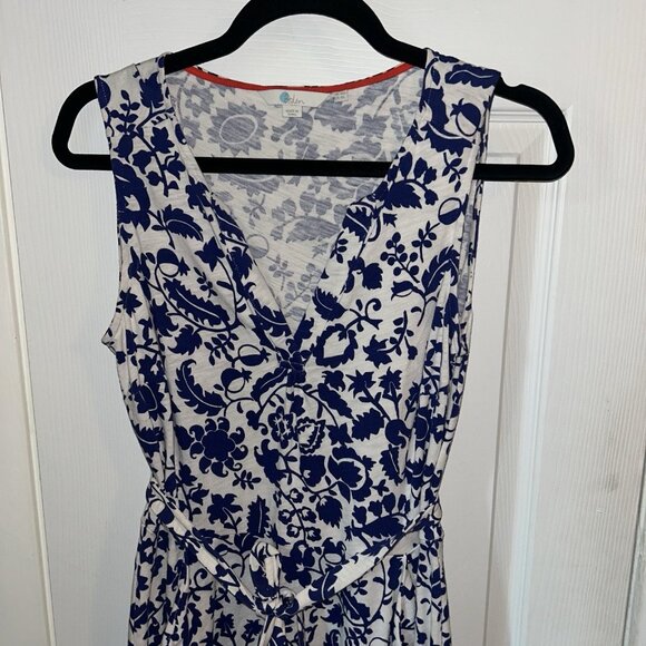 Boden Vanessa Blue Tropical Retreat Sleeveless Jersey Spring Dress Size 10 L - Picture 3 of 8